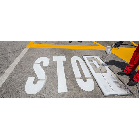 Stop Stencil being sprayed on pavement. Get your Stencils today!